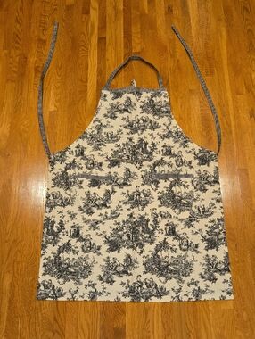 Black Toile Apron with Gingham Trim